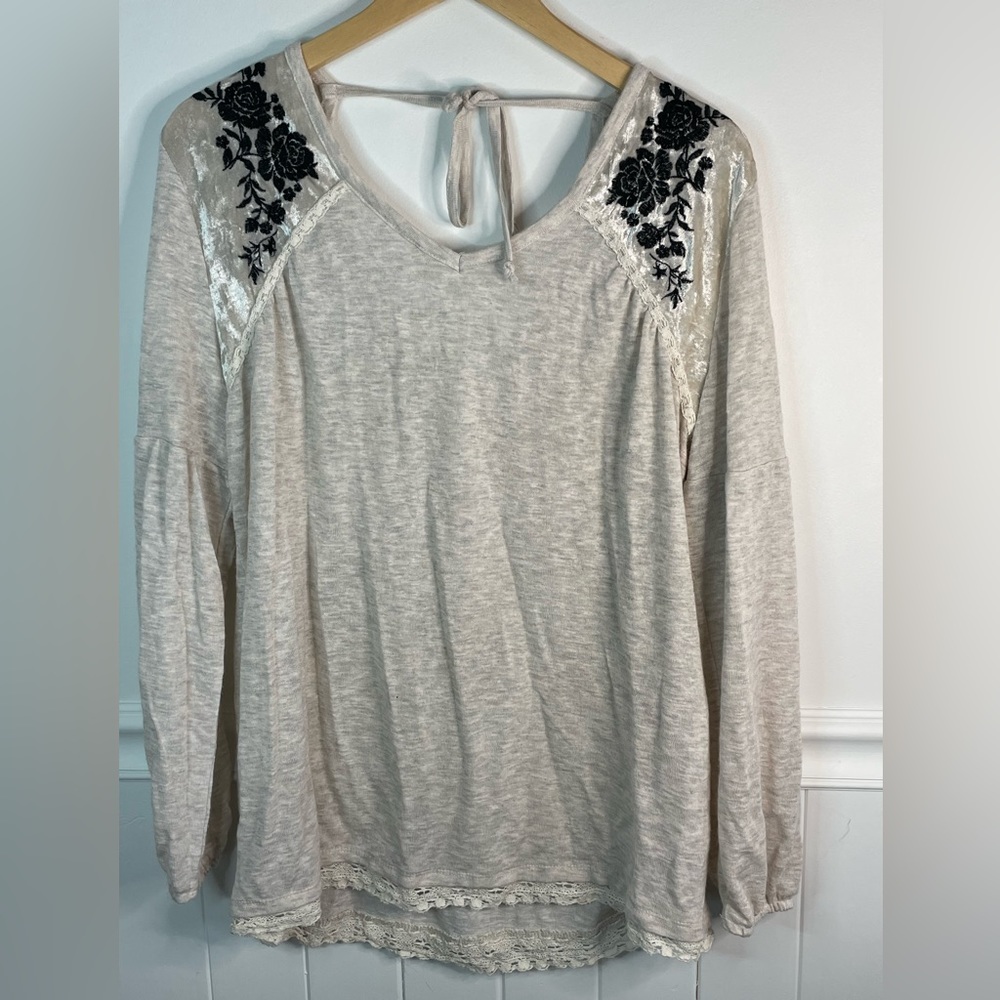 Maurices Boho Ivory Long Sleeves Blouse Women's Top Size XL A59